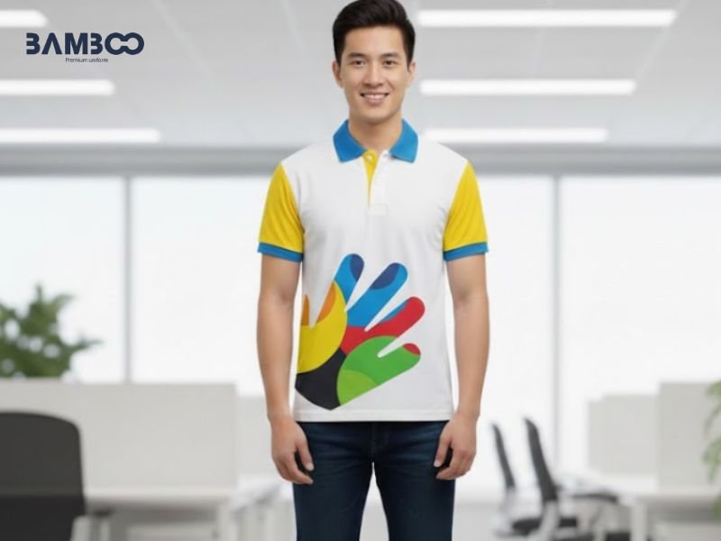 Lưu ý khi may áo thun teambuilding màu trắng viền vàng