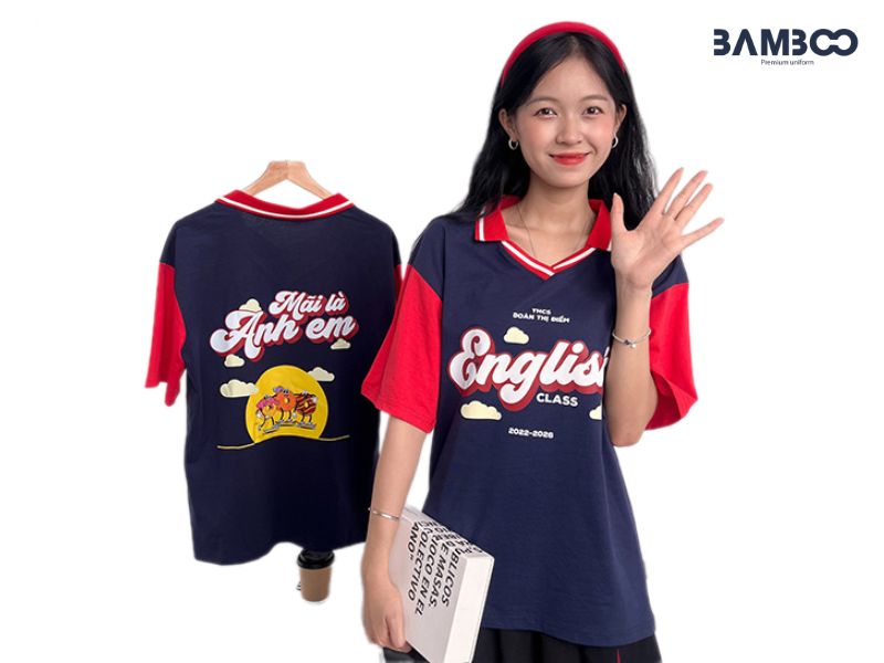 May đồng phục áo thun cổ tim nên chọn chất vải và xác định độ sâu cổ tim phù hợp