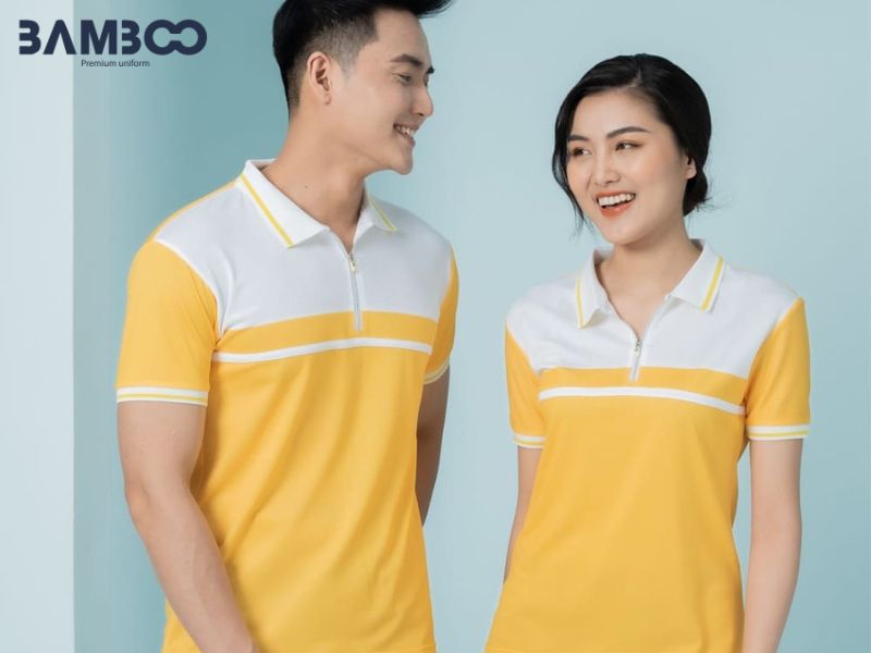 May đồng phục vàng cần chọn sắc độ phù hợp, phối màu hài hòa, vải tốt và thiết kế tiện dụng