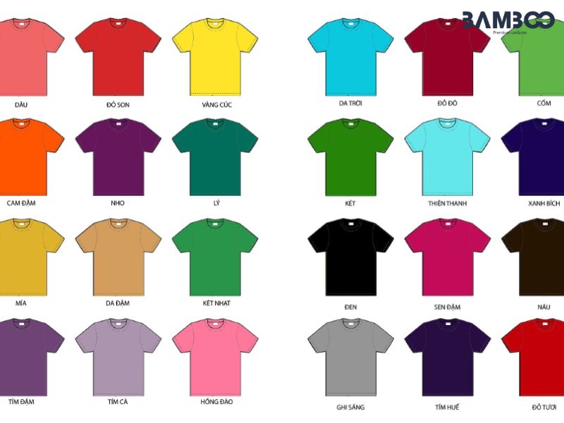 Màu áo thun cổ tàu đồng phục được ưa chuộng nhất