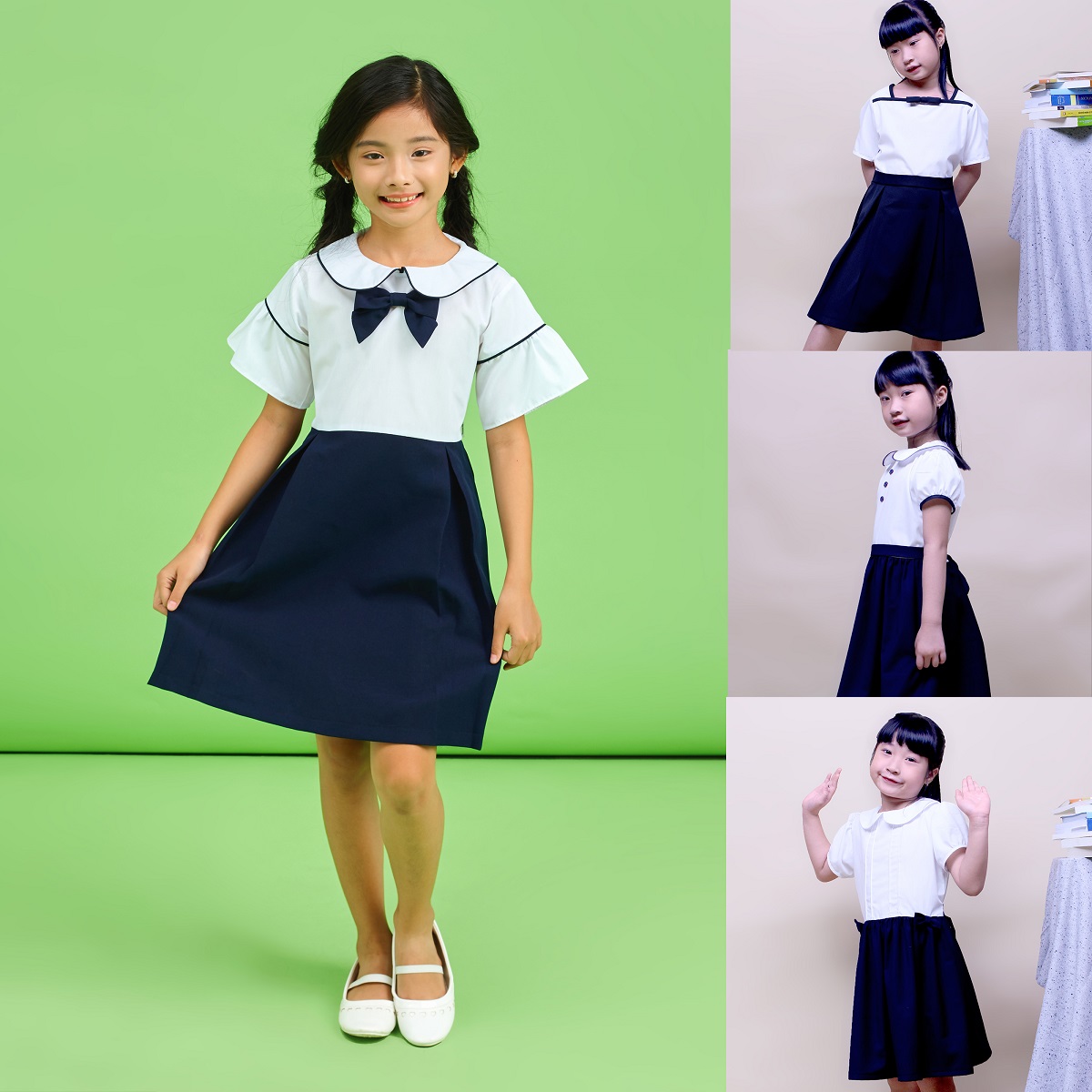 May đầm học sinh tiểu học