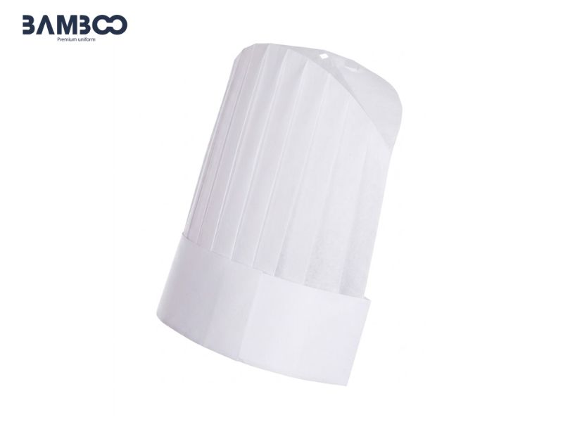 Mũ bếp trưởng trắng dáng cao sang trọng, thoáng mát, dễ phối, tôn vẻ chuyên nghiệp