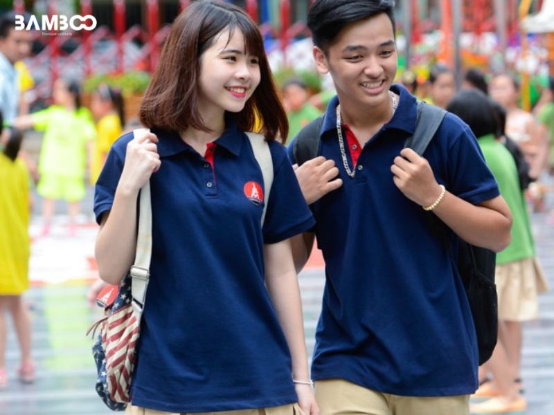 Kiểu áo thun đồng phục phổ biến cho học sinh trung học phổ thông