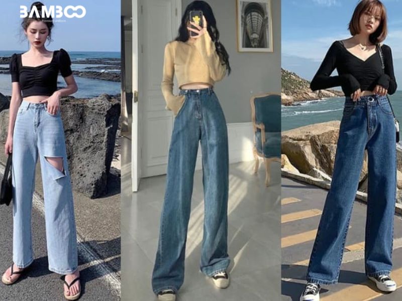 Mix áo croptop năng động cùng quần jeans rách gối