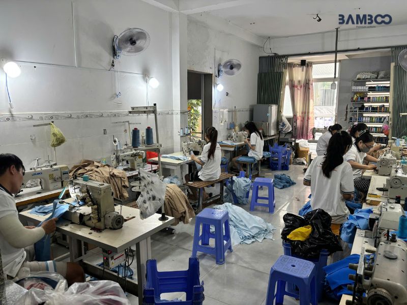 Quy trình may đồng phục PG tại Bamboo Uniform