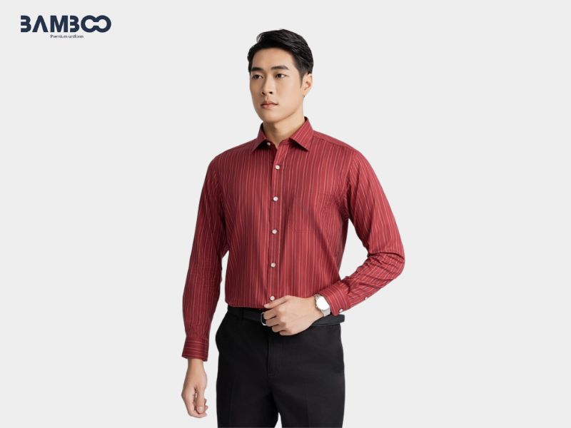 Áo sơ mi tay dài họa tiết sọc dọc