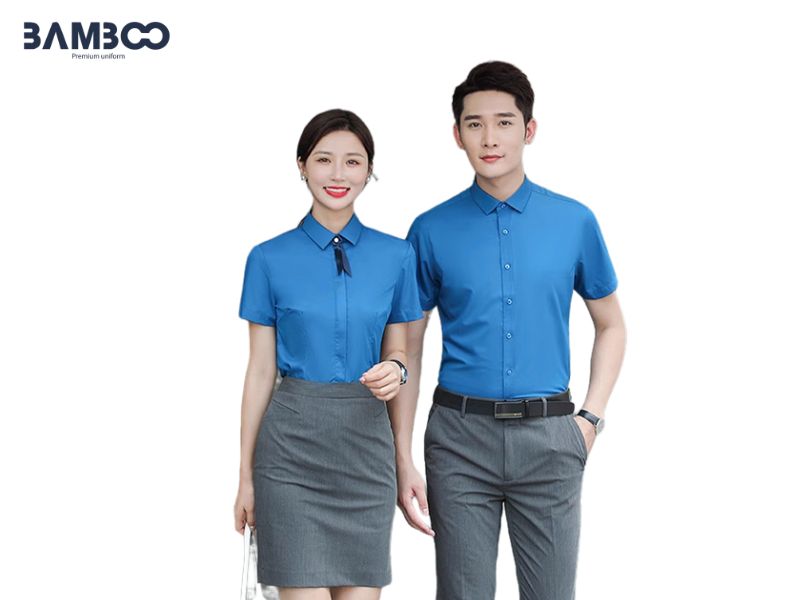 Áo sơ mi tay ngắn trơn màu