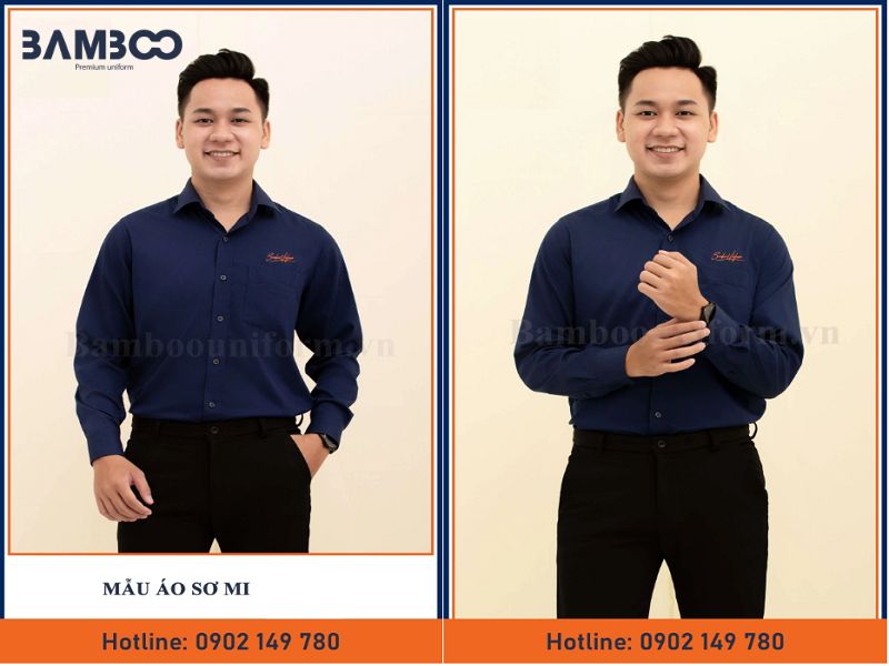 Áo sơ mi nam xanh đen