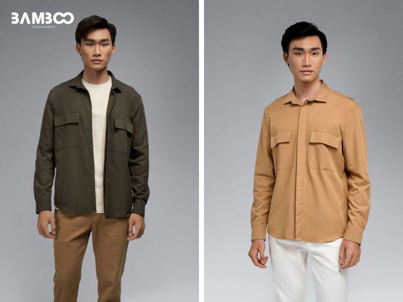 Sơ mi túi hộp phối áo thun đậm chất workwear