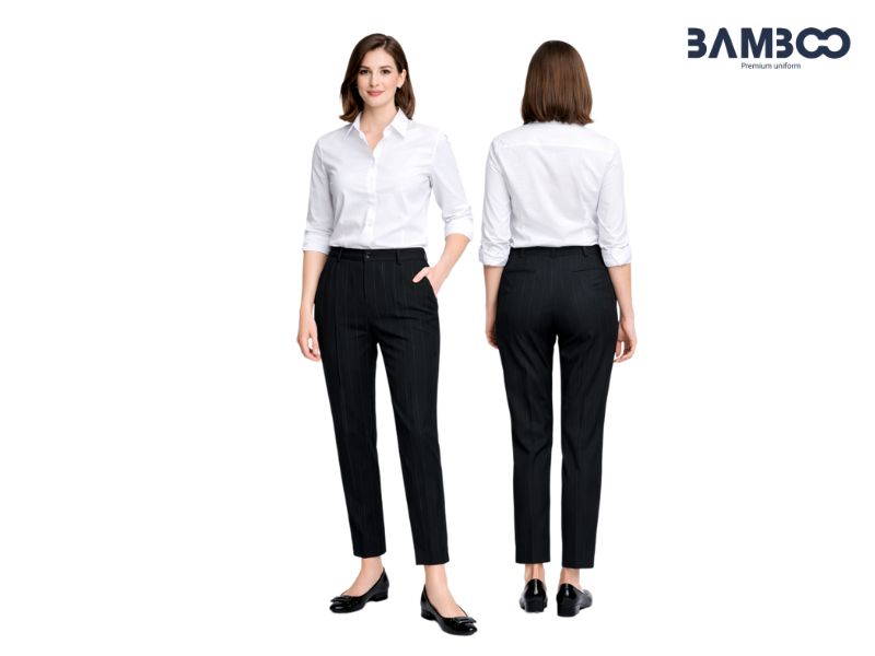 Bamboo Uniform may quần tây nữ kẻ sọc chuẩn form, vải bền đẹp, dịch vụ uy tín