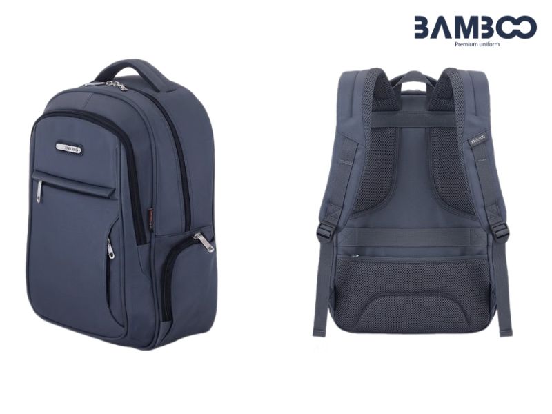 Balo đồng phục xám nên may từ vải chống trầy bền chắc như Polyester 1680D, Nylon hoặc Microfiber