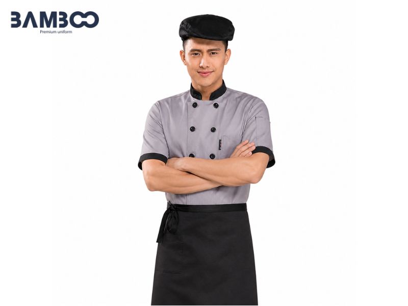 Chất vải may áo bếp tím nhạt đa dạng, co giãn, giữ form tốt