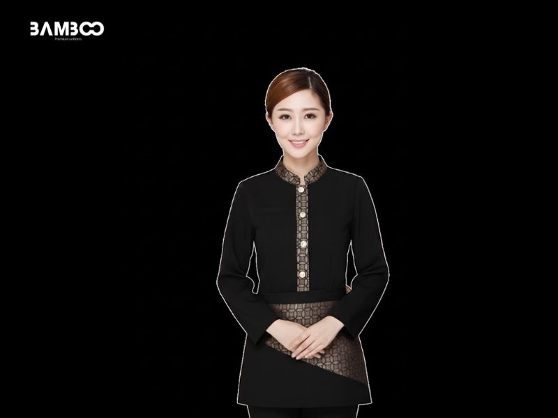 Chất liệu may áo sơ mi nhân viên phục vụ tay dài đen