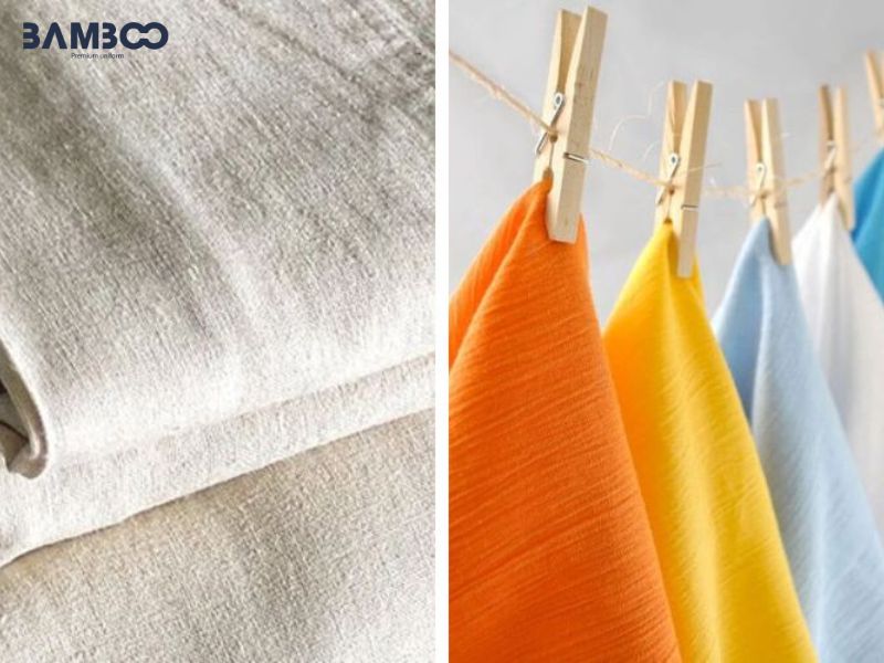 Vải TC (Tici) là chất liệu pha cotton và polyester, bền, ít nhăn, giữ form tốt