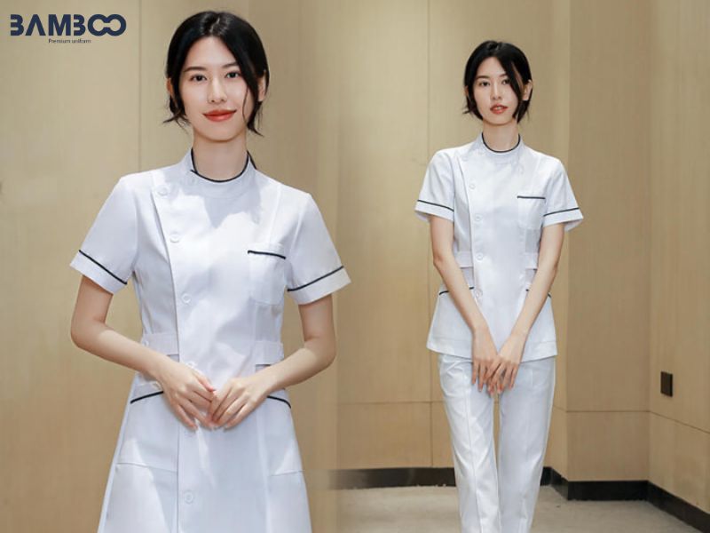 Đồng phục lễ tân nha khoa mang tính thẩm mỹ, góp phần xây dựng hình ảnh chuyên nghiệp