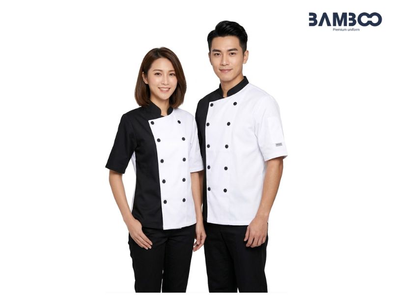 Bamboo Uniform may áo bếp trắng đen đẹp, bền, giá tốt, dịch vụ chuyên nghiệp