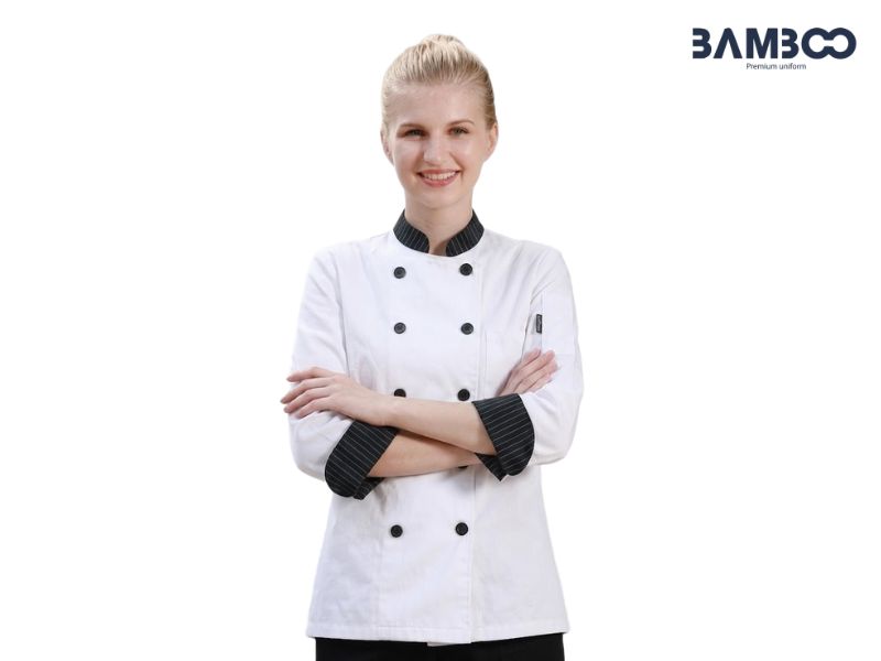 Chi phí may áo bếp phụ thuộc vải, số lượng, thiết kế, logo và thời gian giao hàng