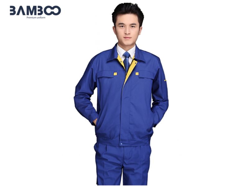 Bamboo Uniform may áo khoác bảo hộ lao động màu xanh tím cao cấp
