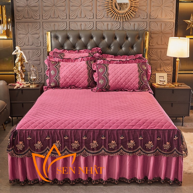 Chăn ga gối nỉ nhung trần bông 2,0 x 2,2 m