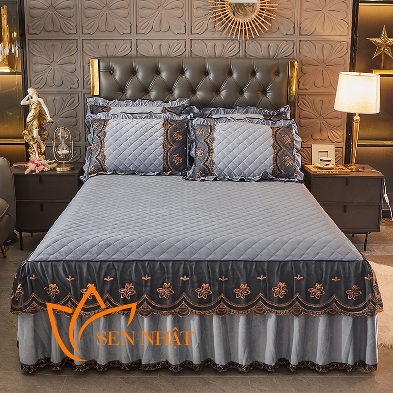 Chăn ga gối nỉ nhung trần bông 2,0 x 2,2 m