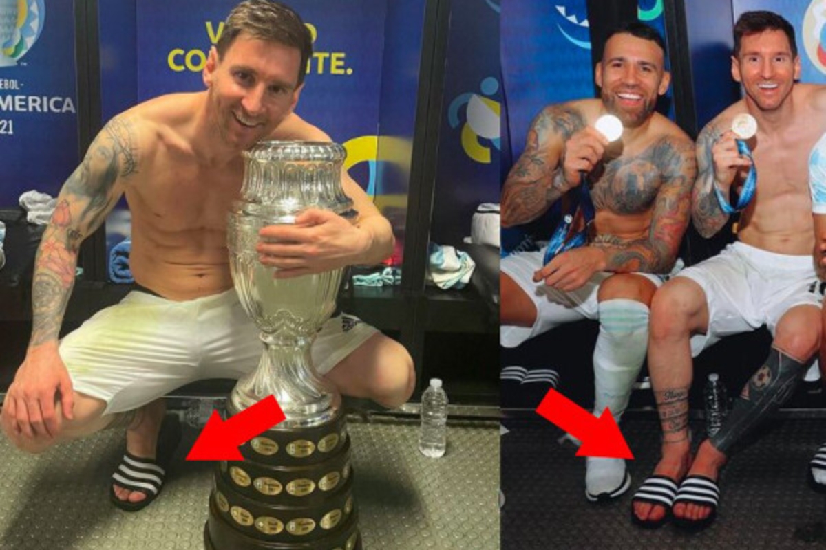 Adidas Adilette Aqua vô địch cùng messi