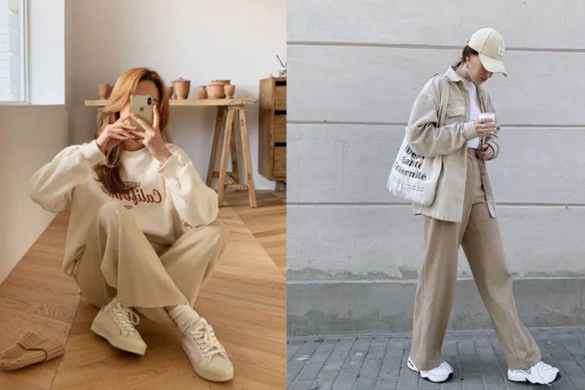 Xu hướng kết hợp quần màu be