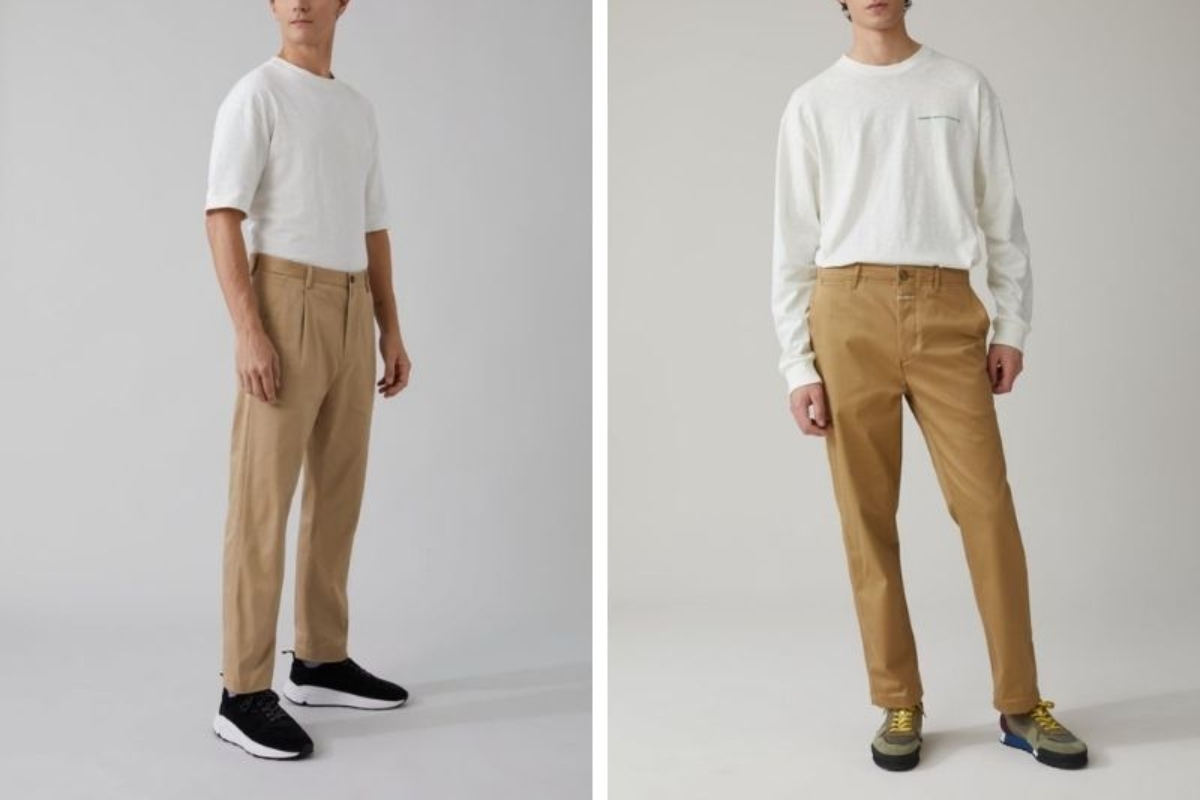 Quần be phối với áo trắng