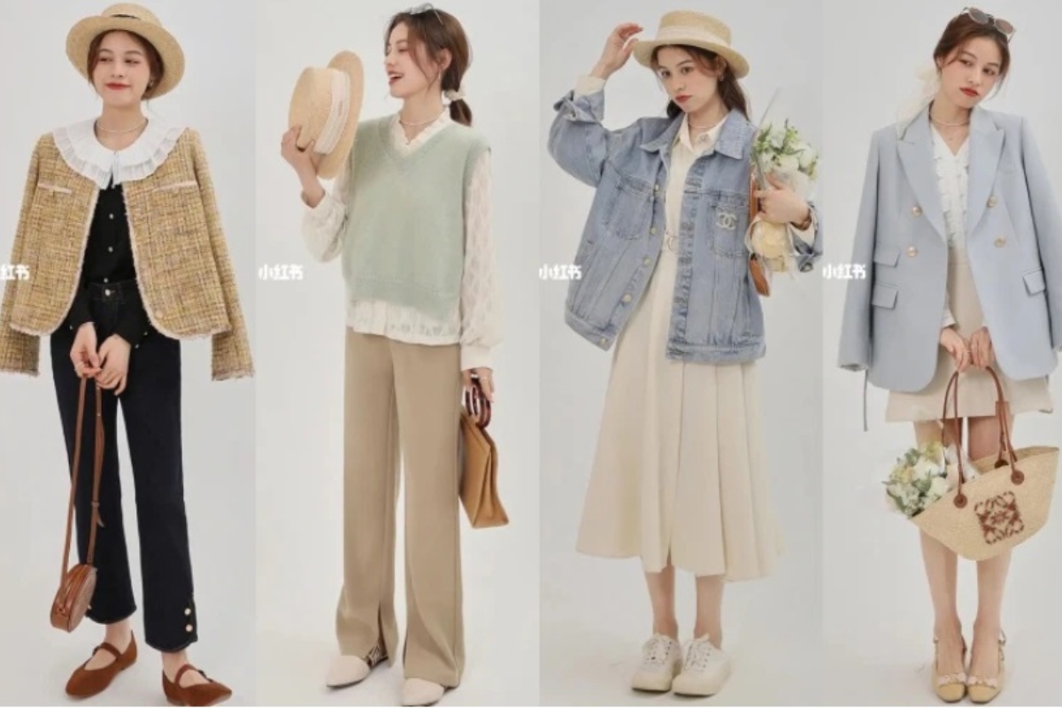 quần be phối với màu pastel