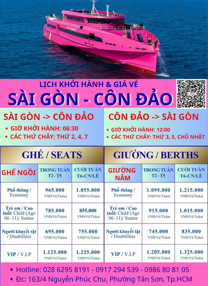 Lịch tàu và giá vé tàu Sài Gòn Côn Đảo 2026 - Tàu Phú Quy