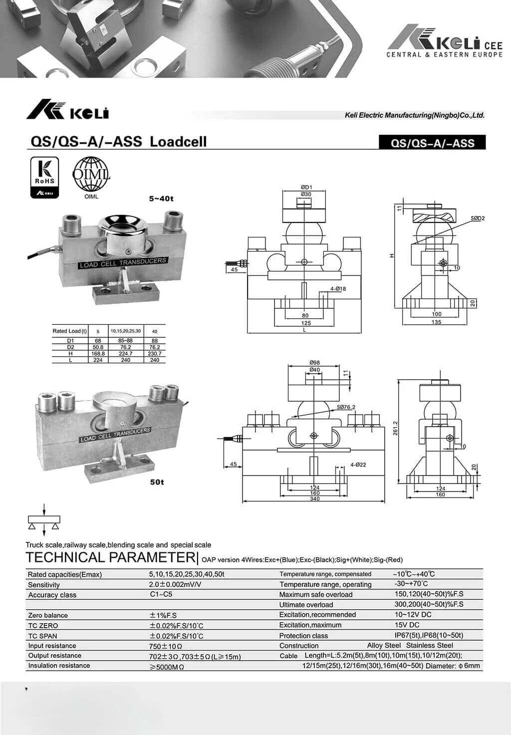 Loadcell QSA 40T của thương hiệu Keli.