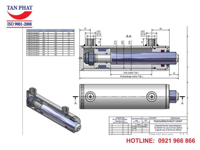 Bản vẽ xi lanh thủy lực