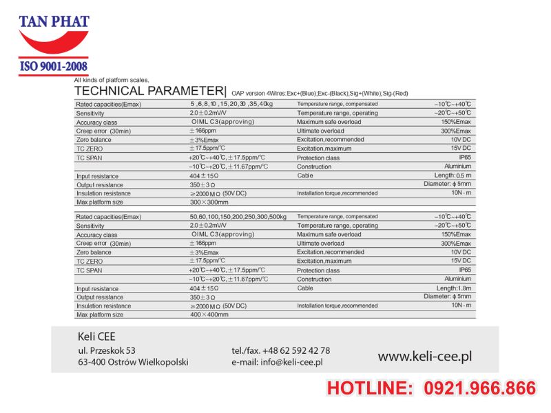 Datasheet Loadcell Keli AMI