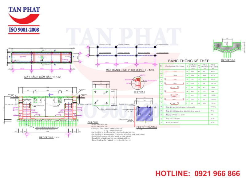 Bản vẽ móng trạm cân 80 tấn (3x18m)