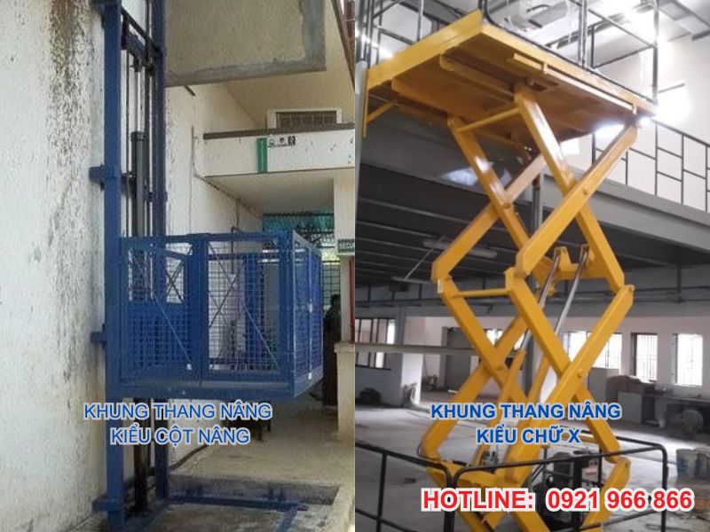 Thang nâng hàng phân loại theo kiểu khung nâng