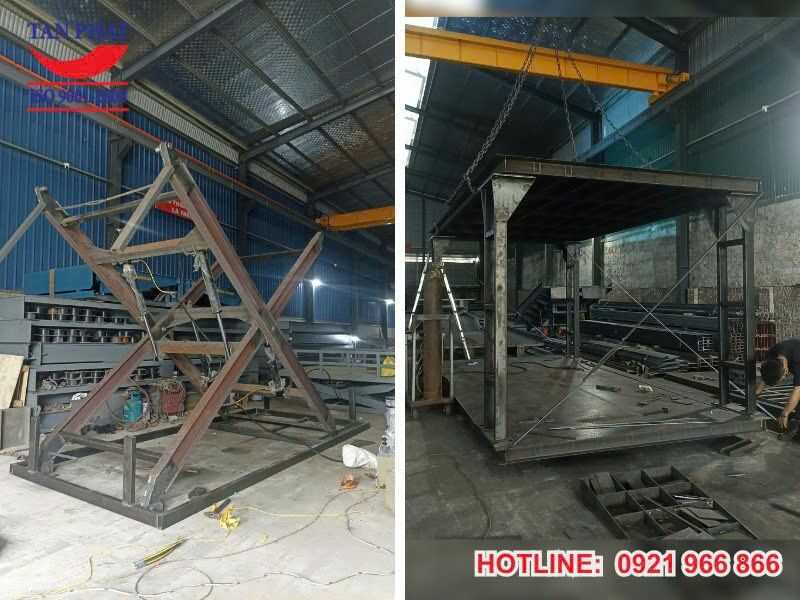 Bàn nâng ô tô âm sàn được sản xuất, gia công tại xưởng sản xuất