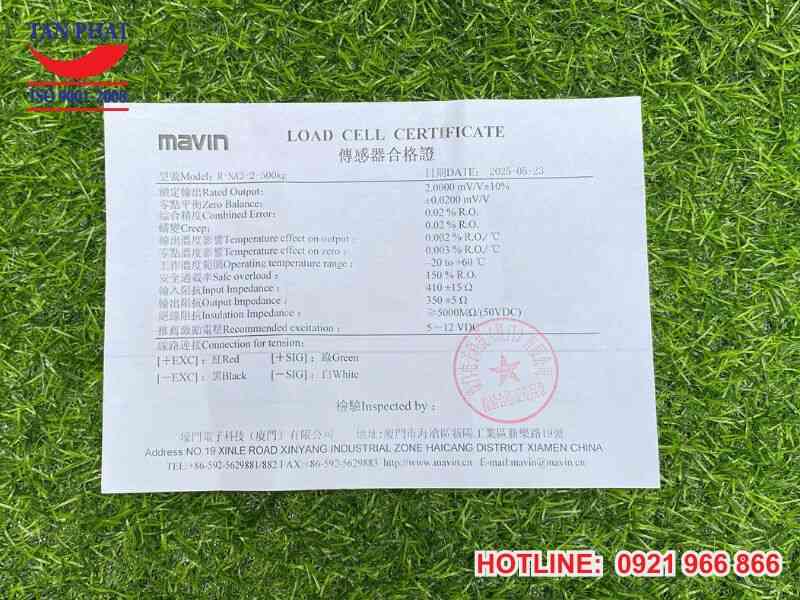 Thông số kỹ thuật loadcell NA3 Mavin 500kg