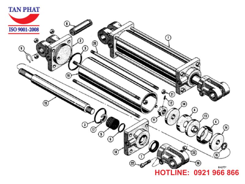 Cấu tạo xi lanh thủy lực 2 chiều