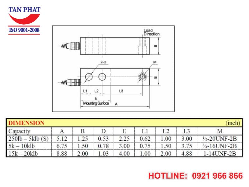 Thông số lắp đặt Loadcell VLC-100/VLC-100S