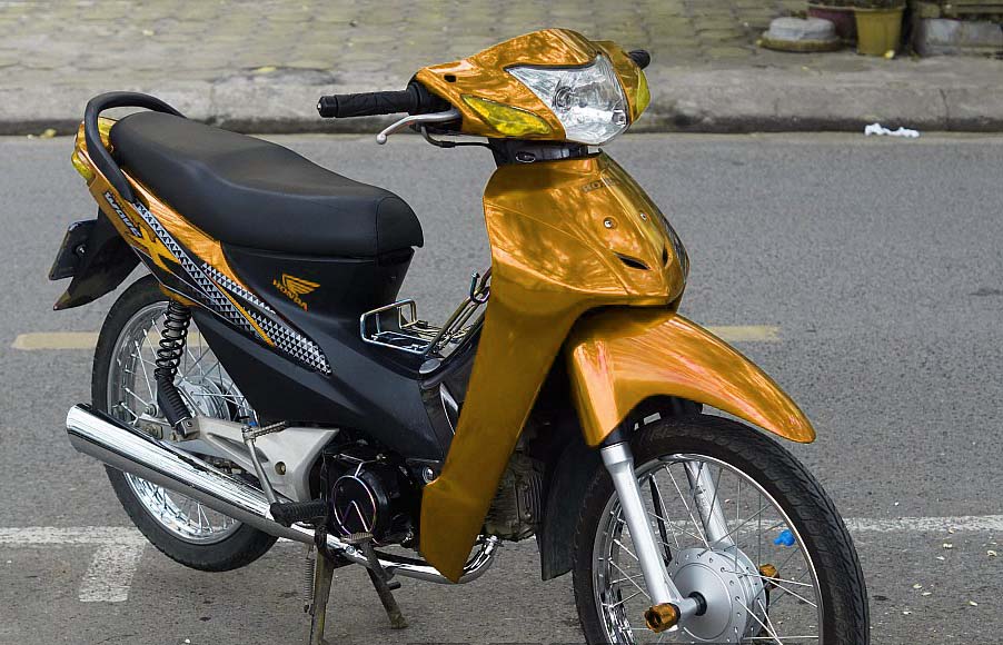 Honda Wave A dán đổi màu full xe decal nhôm xước vàng gold