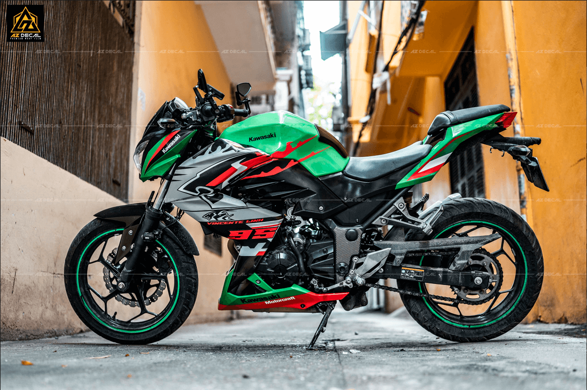 tem xe moto Kawasaki Z300 thiết kế