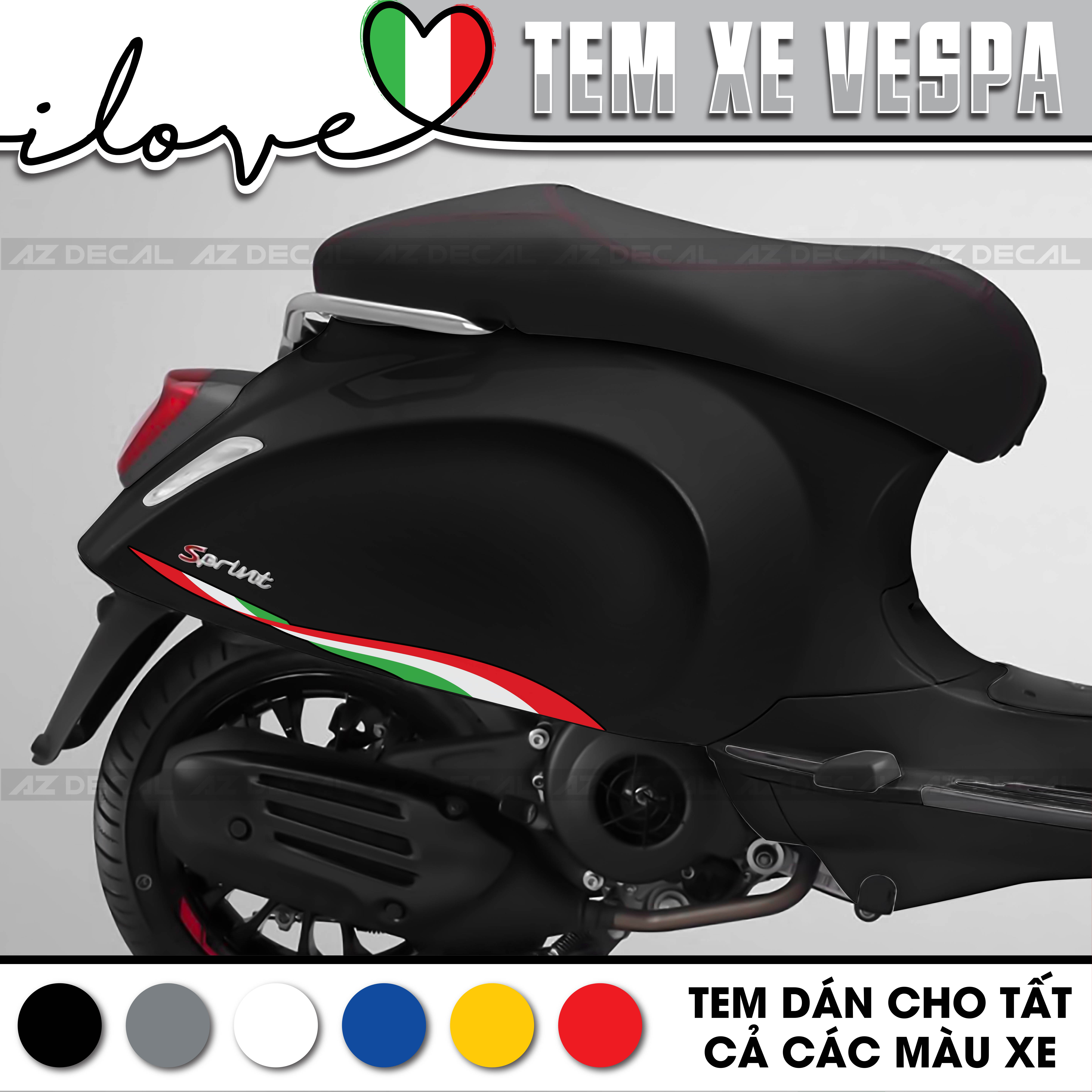 Tem xe Vespa Đen phong cách Italy