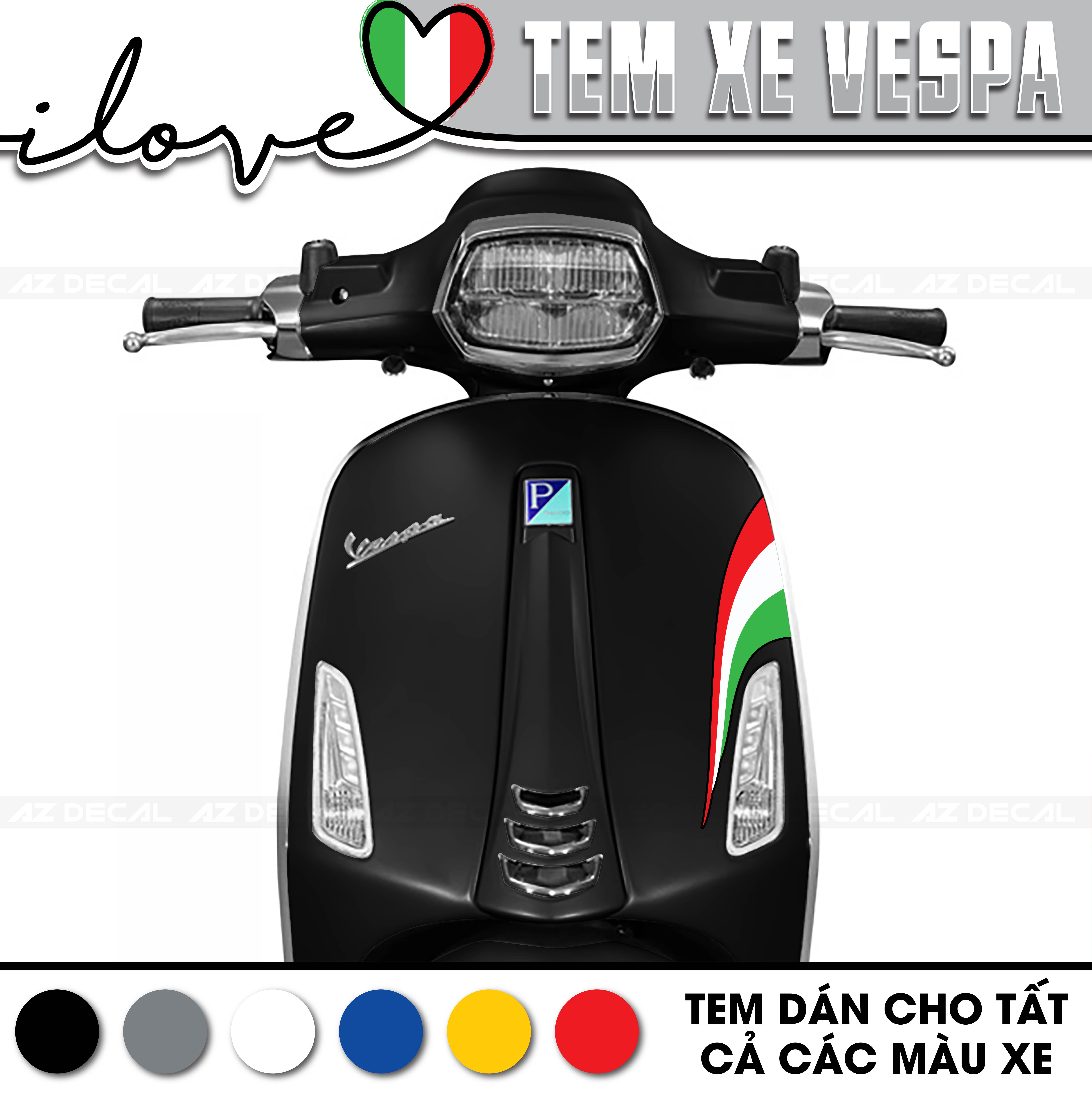 Tem dán mặt nạ Vespa đen phong cách Italy