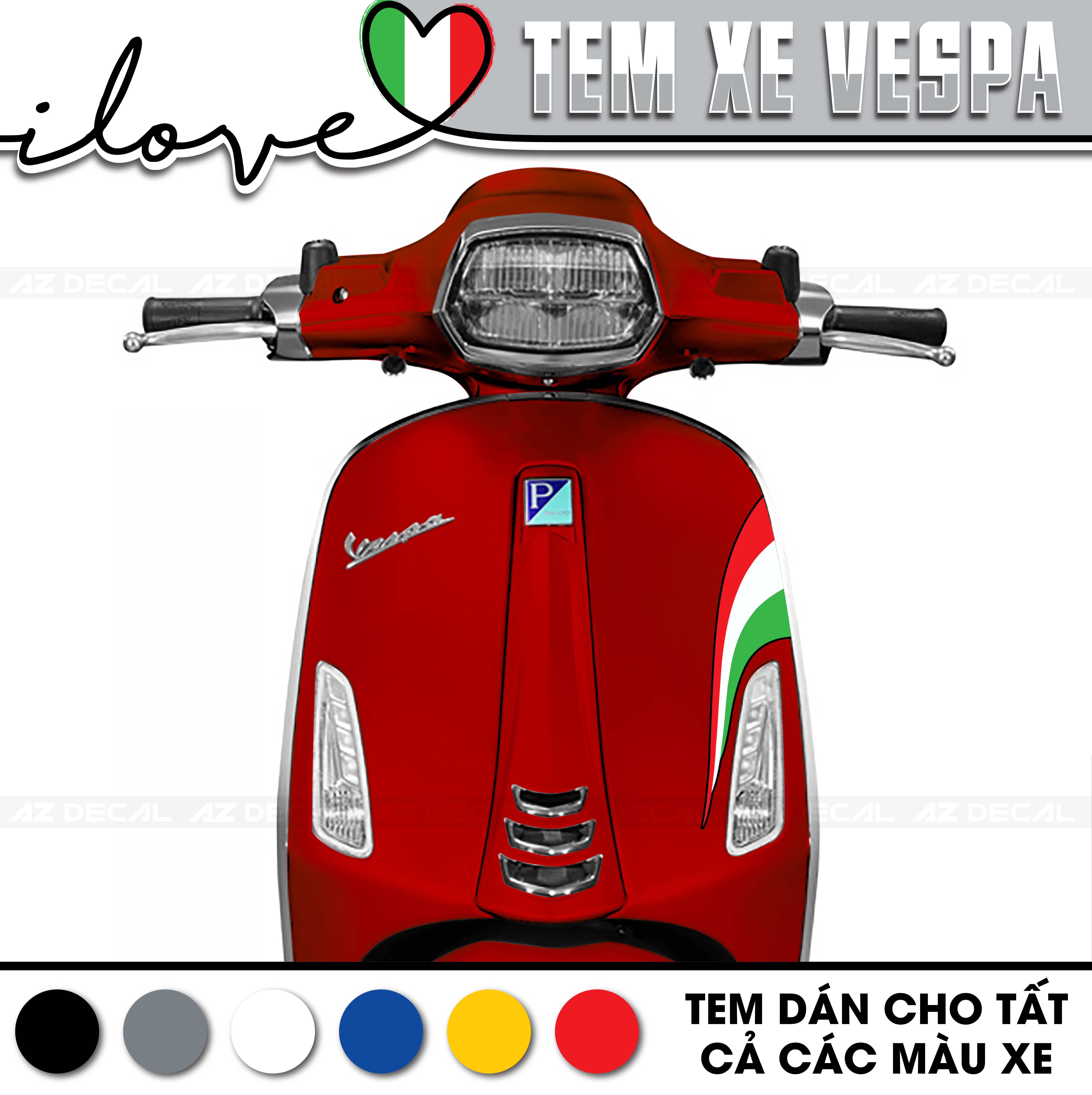 Tem xe dán mặt nạ Vespa Đỏ