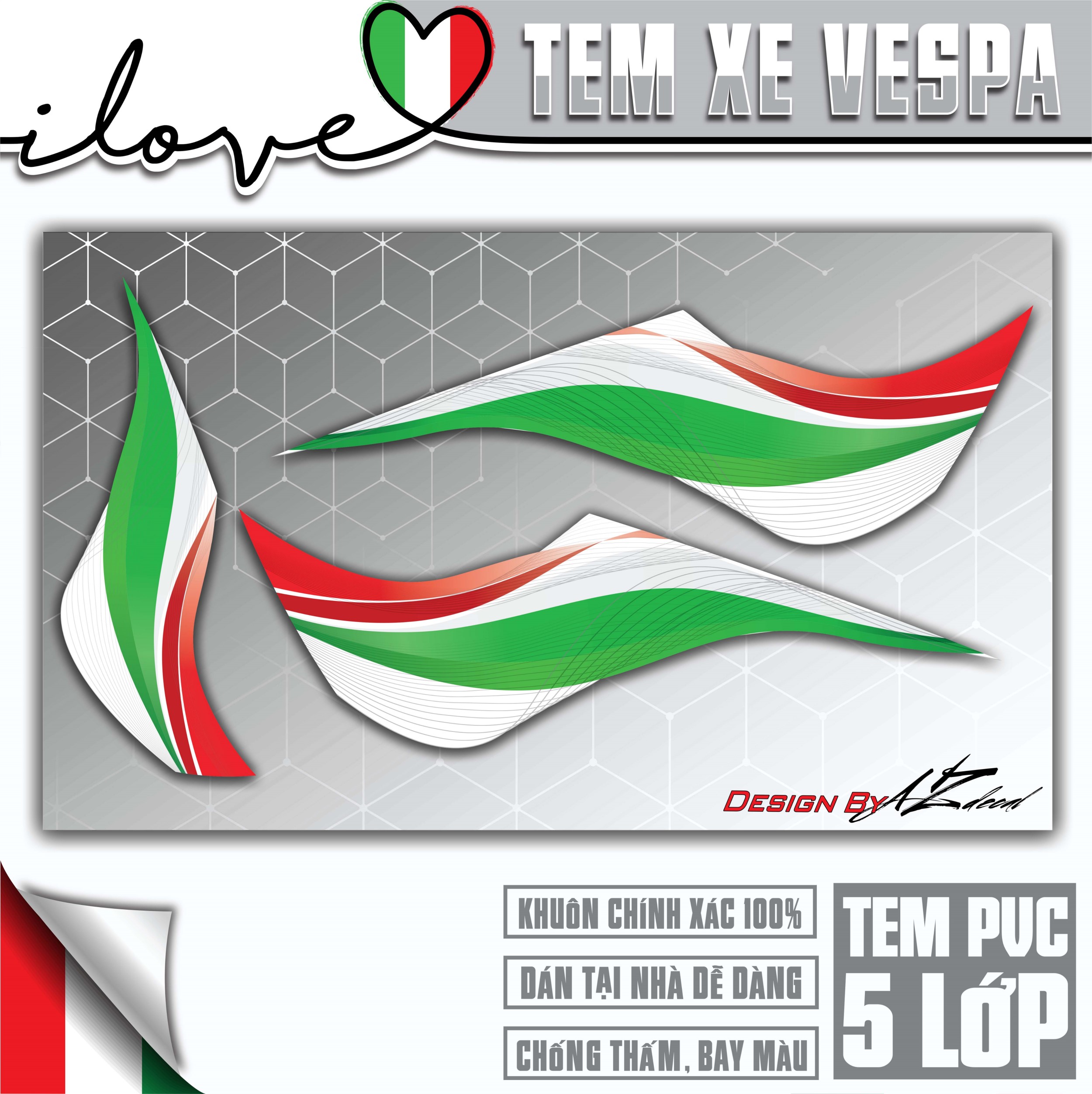 Tem Xe Vespa | VP02 | Thiết Kế Italy