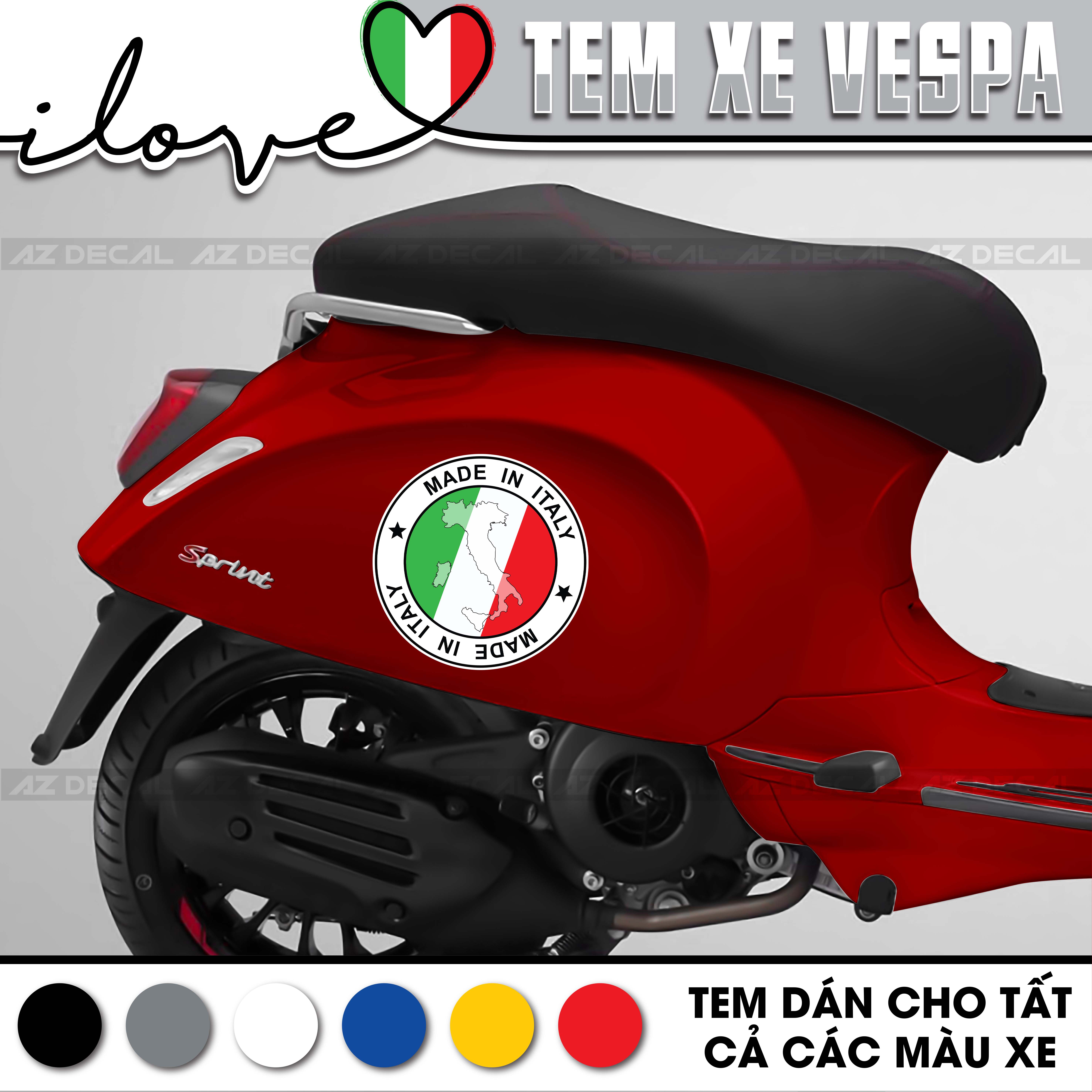 tem xe Vespa Sprint đỏ