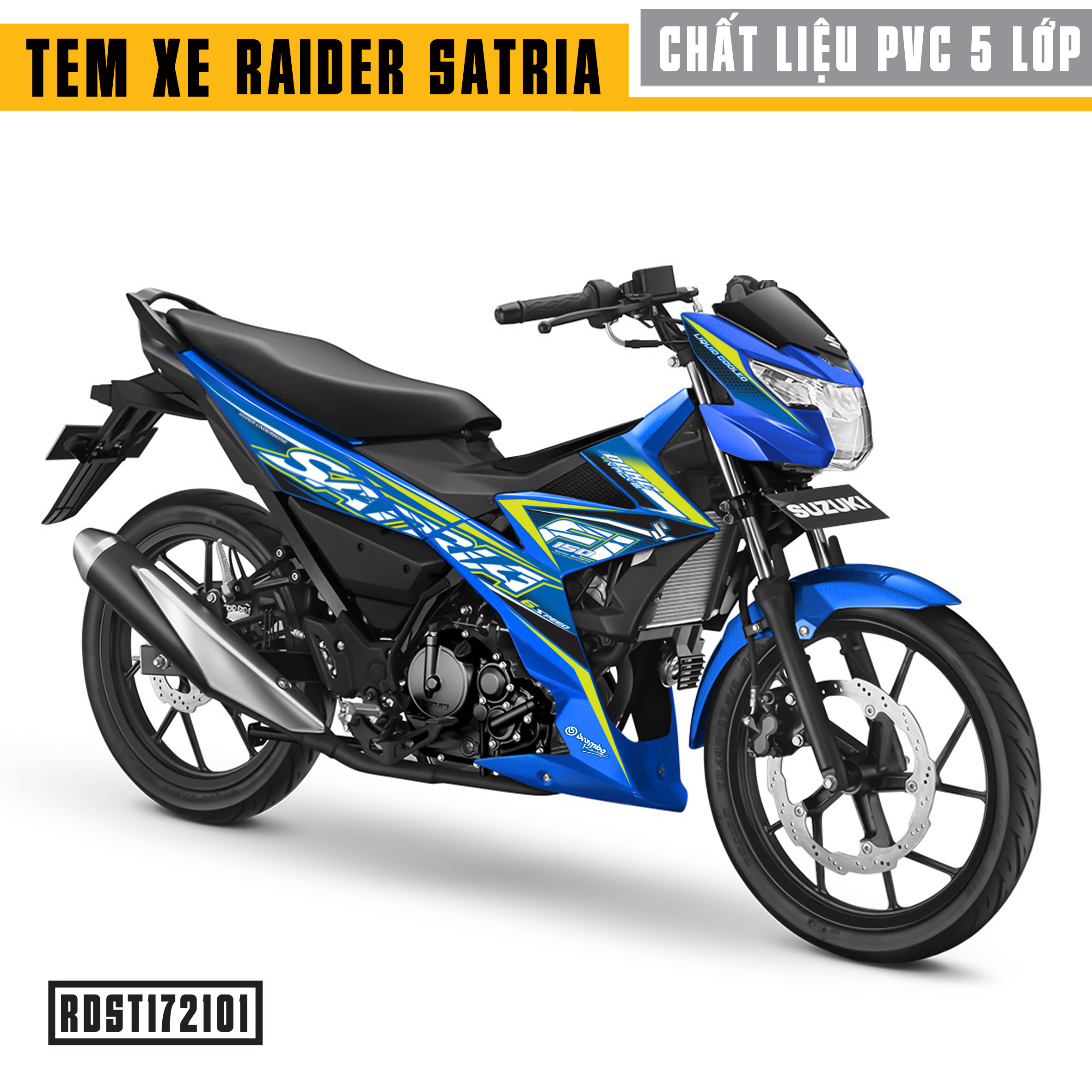 Tem xe Raider / Satria mẫu 01 - Xe Xanh