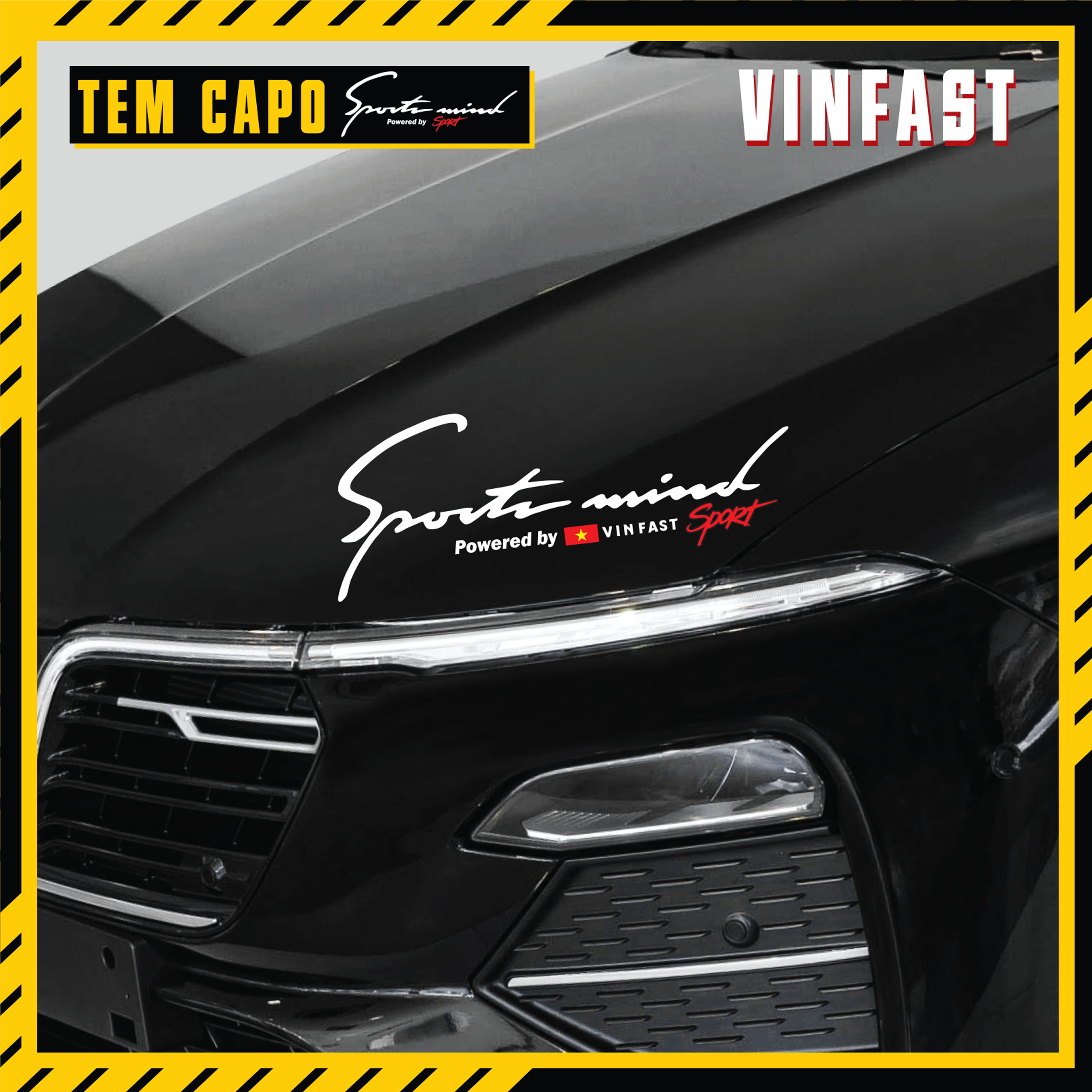 Dán trang trí xe VinFast màu đen mẫu Sport Mind