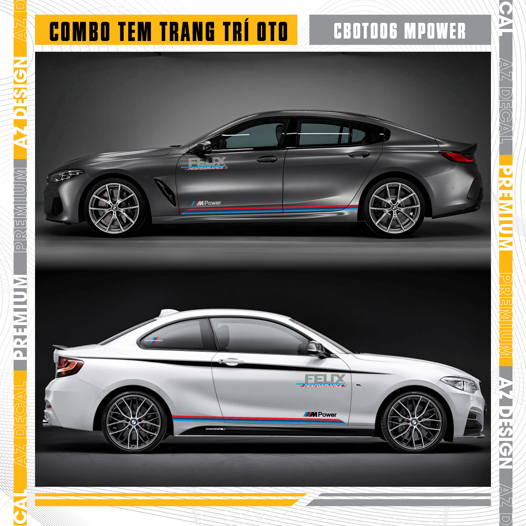 Tem dán trang trí xe ô tô phong cách M Power BMW