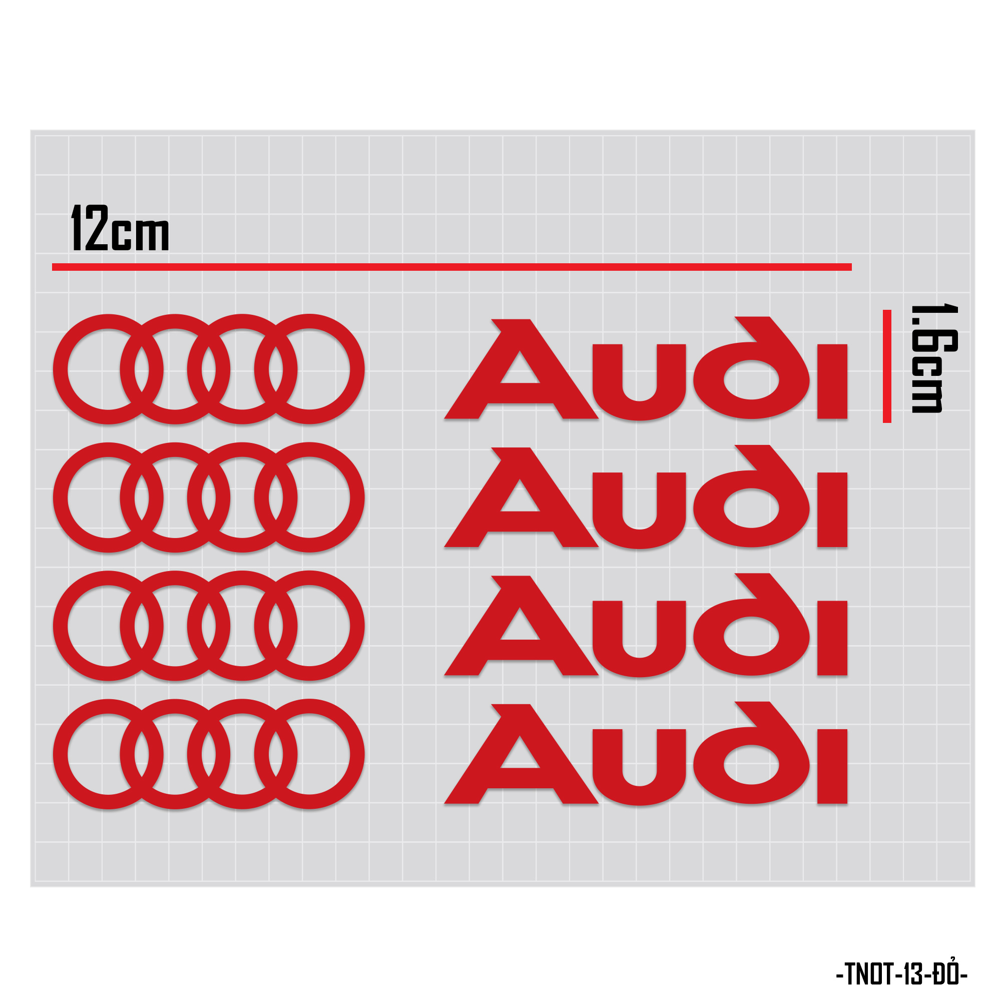 Tem dán tay nắm cửa xe ô tô mẫu Audi đỏ