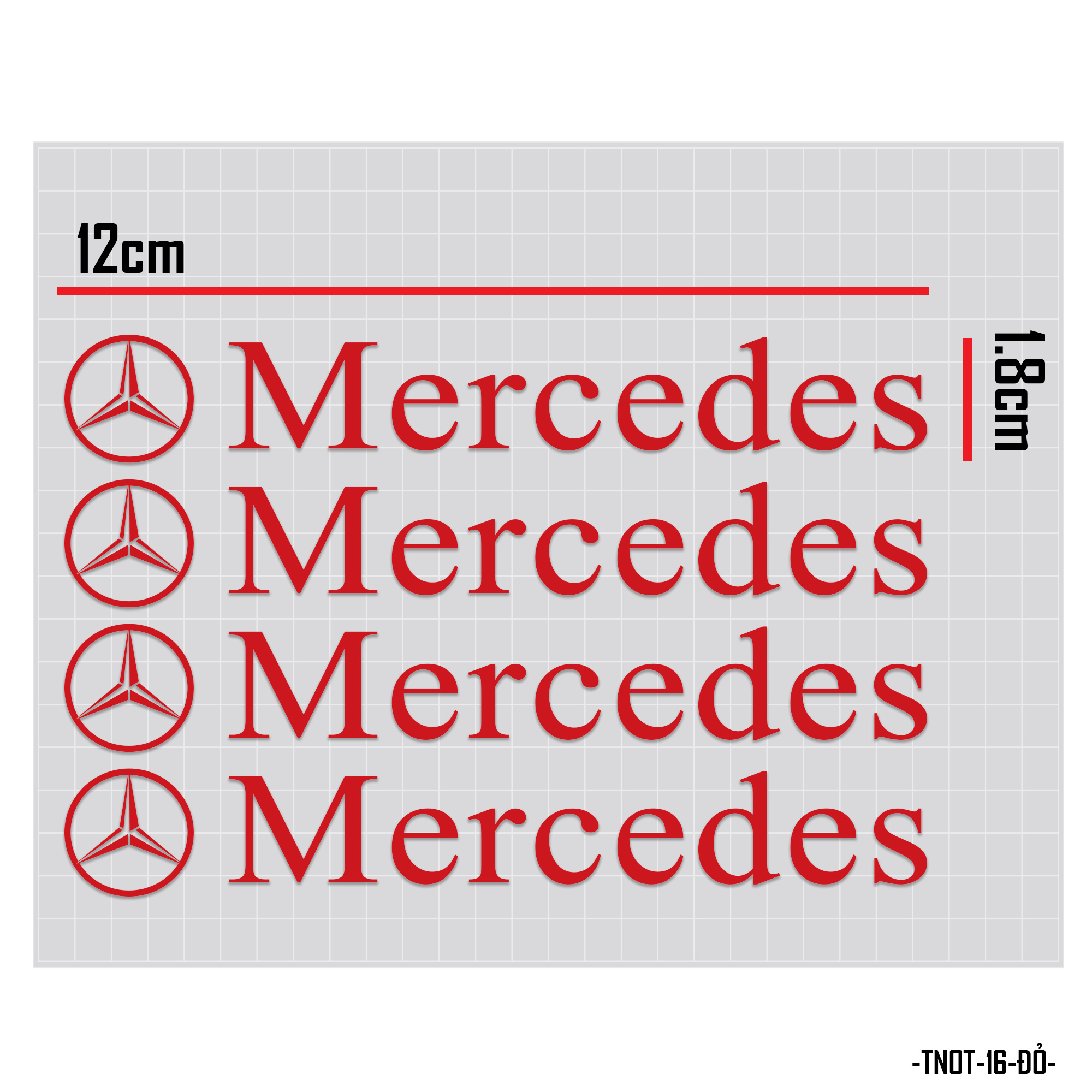 Tem dán tay nắm cửa xe ô tô chữ Mercedes đỏ